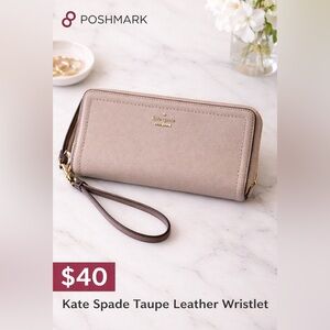 Kate Spade Taupe Leather Wristlet